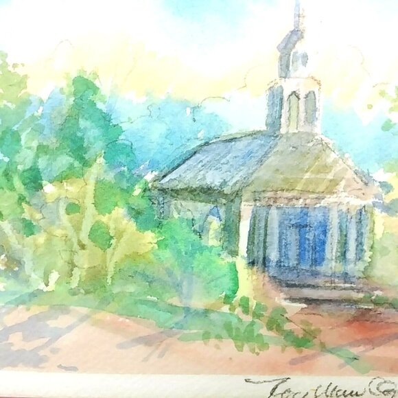 Rose Ogle Country Church Watercolor Painting Signed Original Artwork Matted - Picture 2 of 7